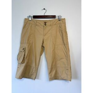 Patagonia Womens Tan Khaki Organic Cotton Cargo Capri Pants Hiking Shorts Size 8
